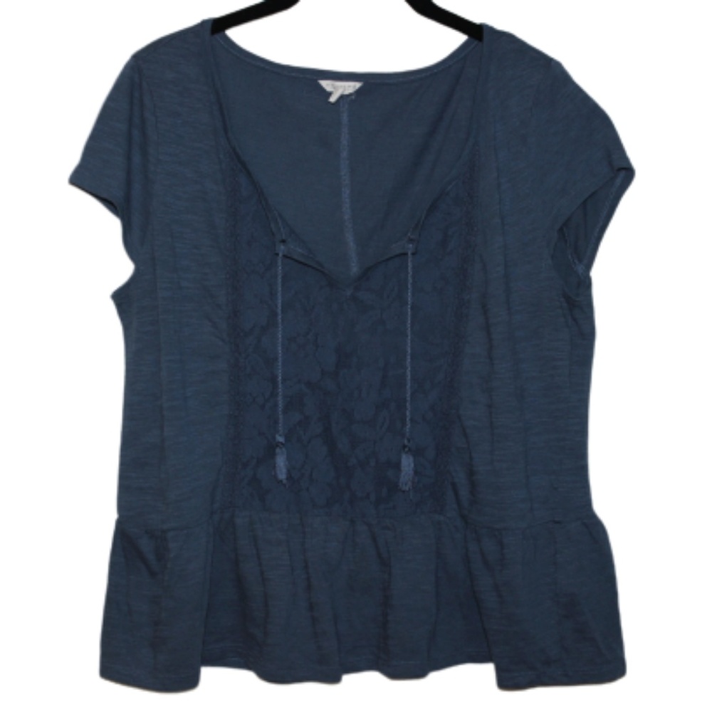 Aeropostale | Navy Blue Lace Front Top (L)